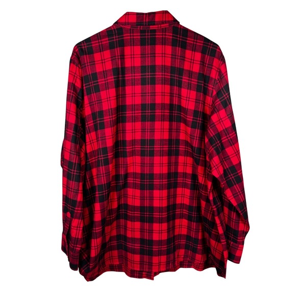 Talbots Womens 3X Red‎ Black Plaid Button Down Top Christmas Party Holidays NEW - Picture 5 of 13